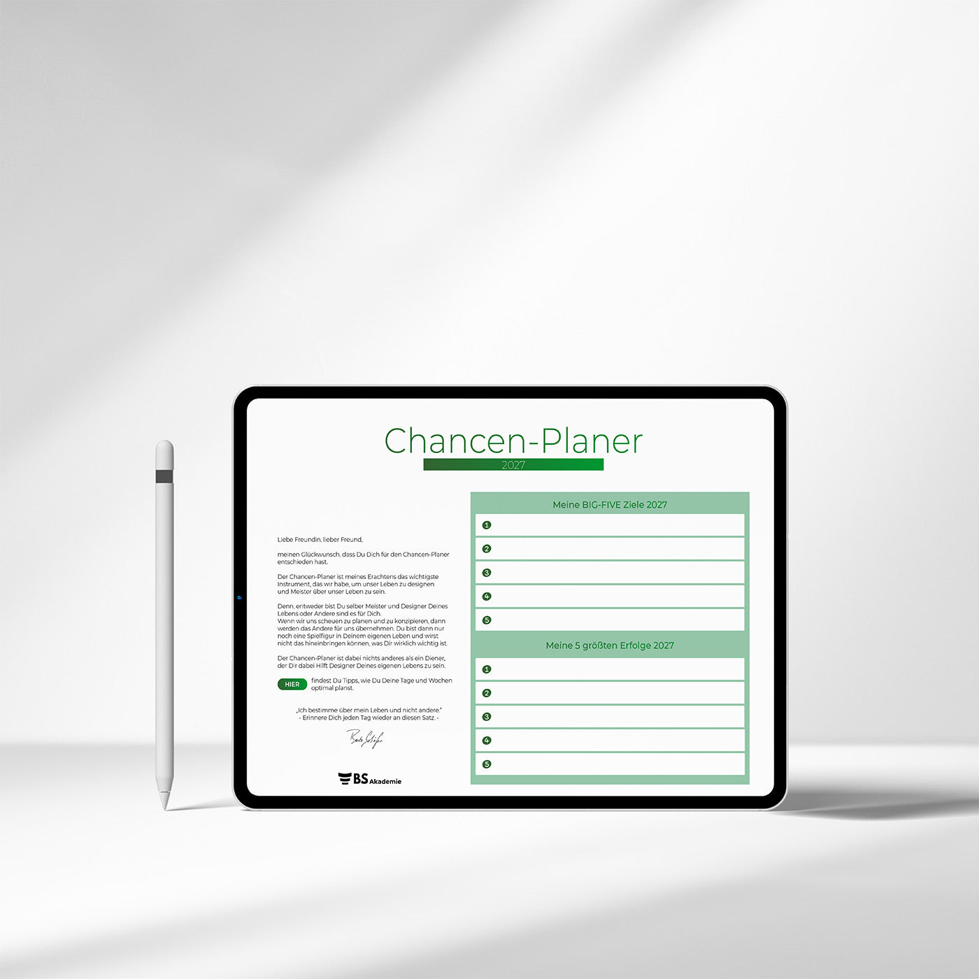 Chancen-Planer 2027 - digitale Tablet-Version