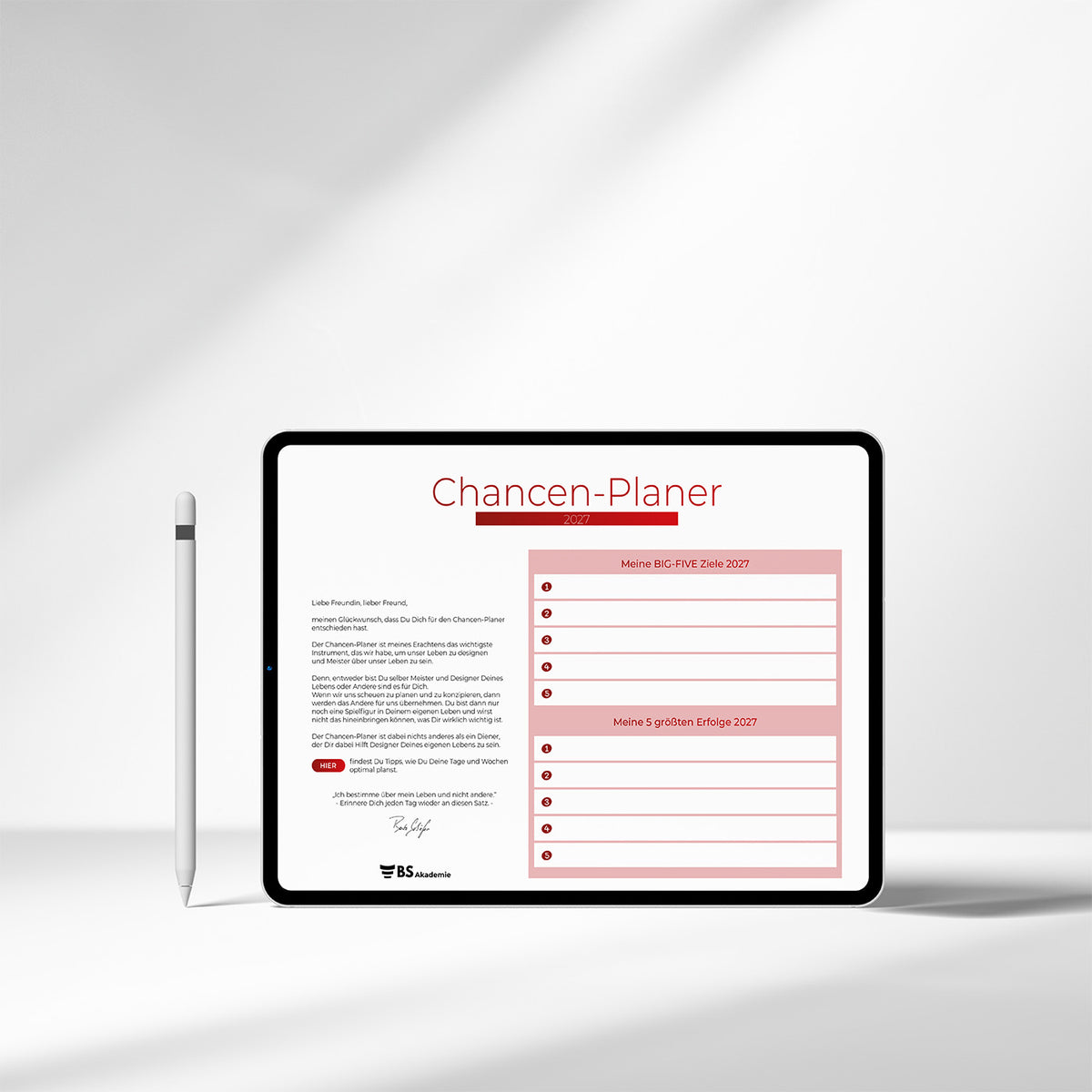 Chancen-Planer 2027 - digitale Tablet-Version
