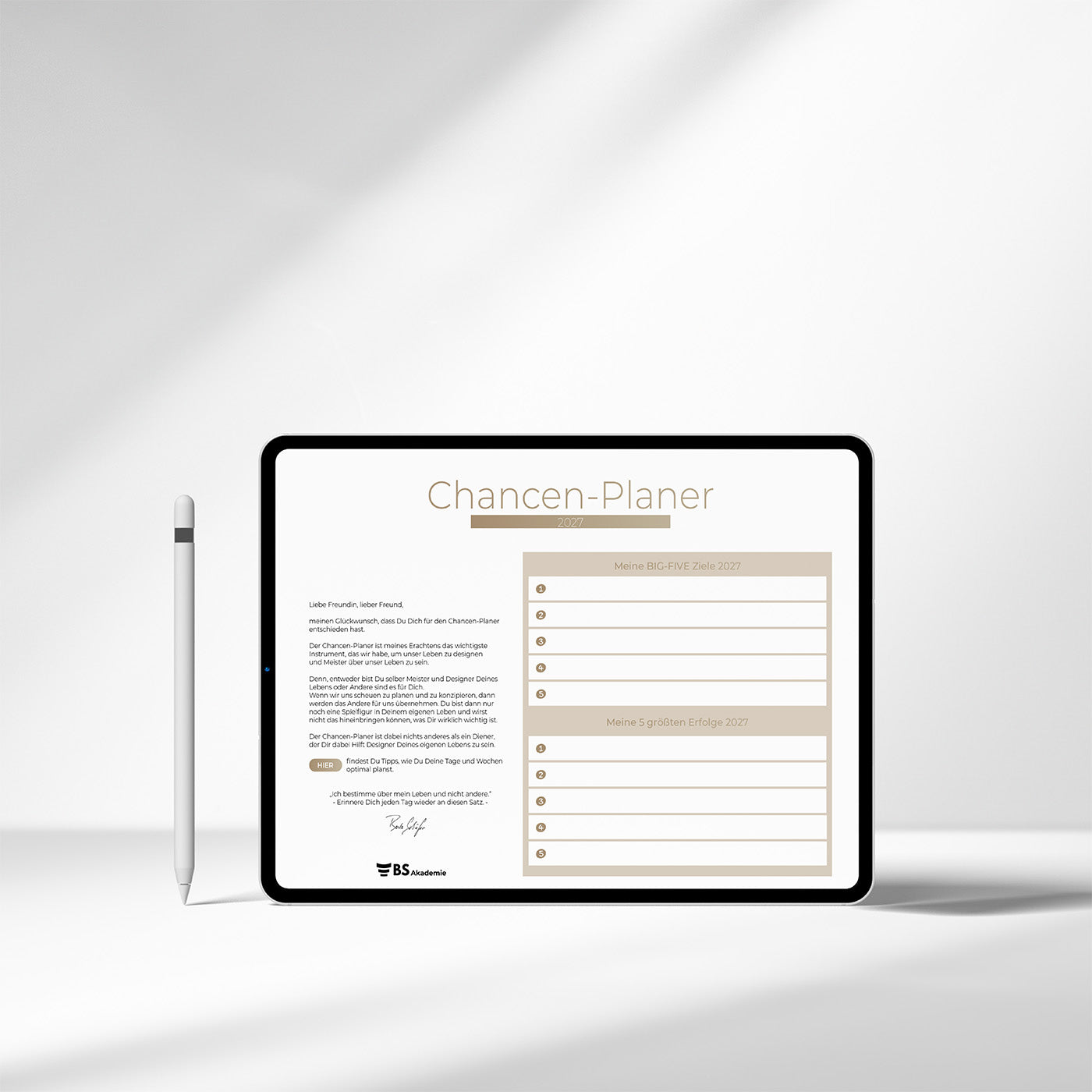 Chancen-Planer 2027 - digitale Tablet-Version