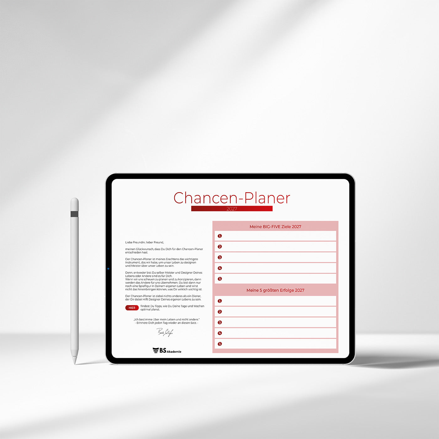 Chancen-Planer 2027 - digitale Tablet-Version